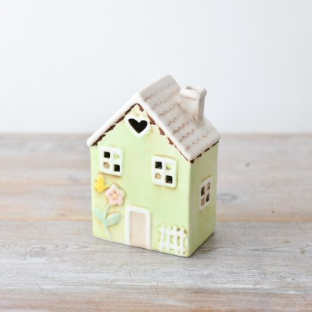 LED Green Flower Cottage - 11cm