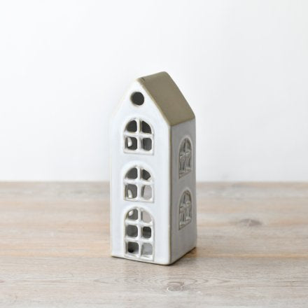 Rustic Ceramic Tall House T- light Holder