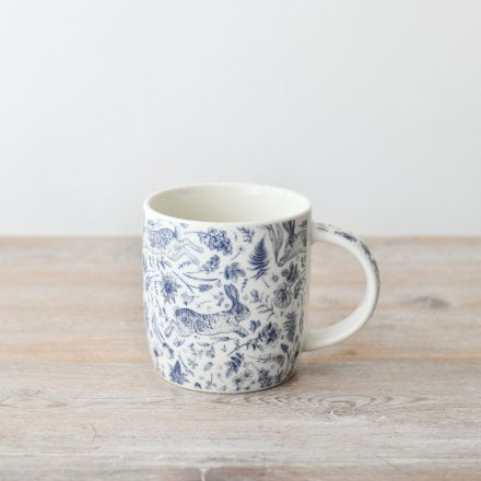 Hare Design Blue and White Mug