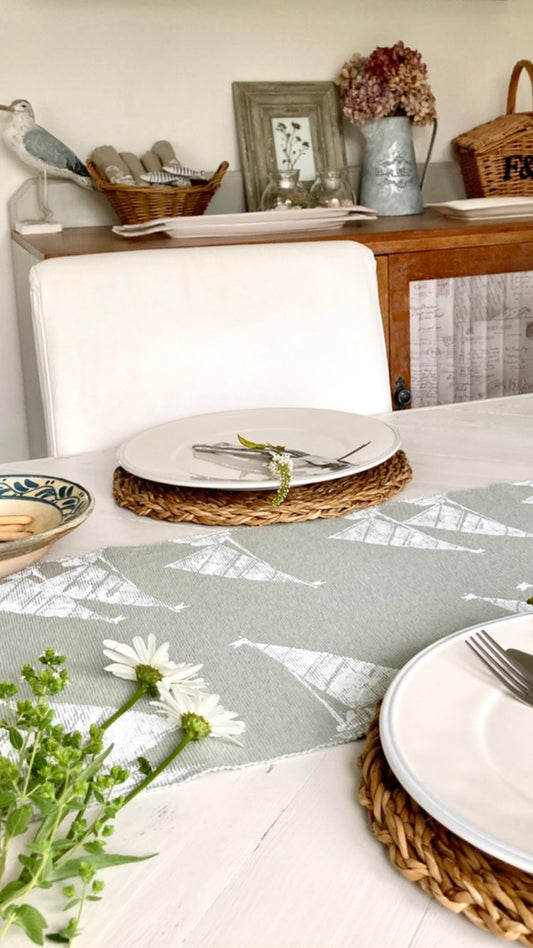 Seashells & Lavender Boat Table runner - 219cm x 36cm - local handcrafted nautical design