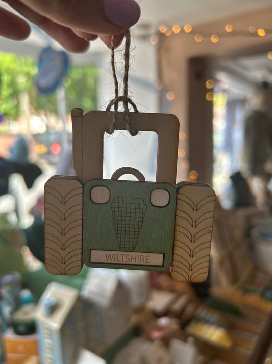 Wiltshire Wooden Engraved & Hand Painted Tractor Keepsake