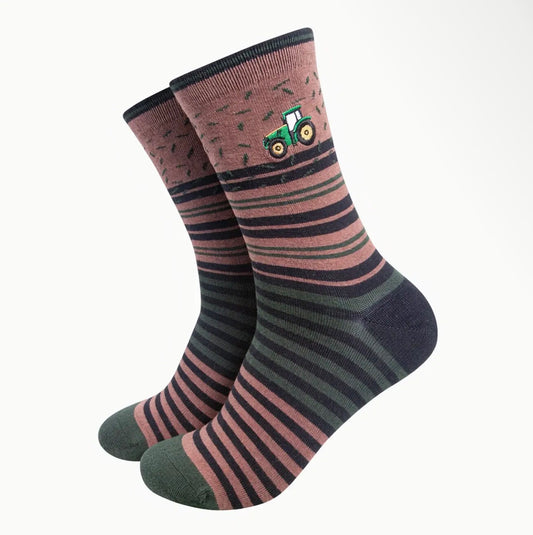 Men’s Tractor Combed Cotton Embroidered Socks