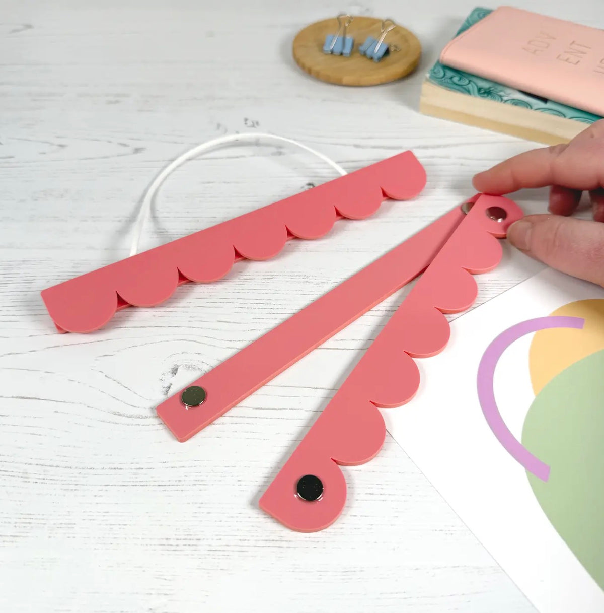 A4 Scallop Raspberry Acrylic Magnetic Print hanger