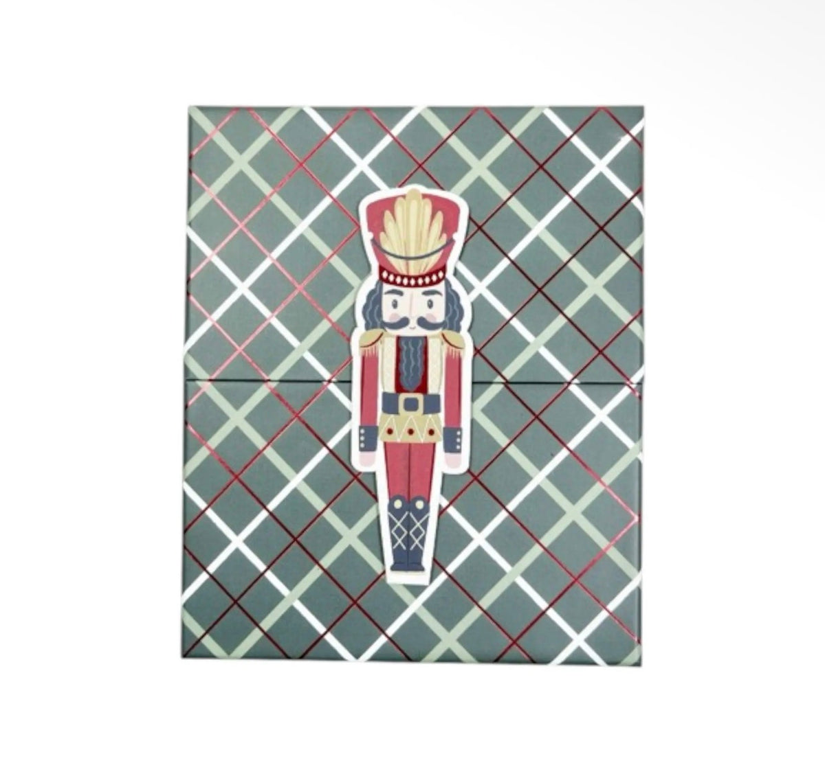 Nutcracker Christmas Gift Box – Two-Door Opening, Green Tartan