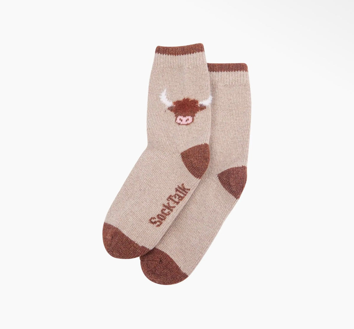 Ladies Fluffy Highland Cow Wool Socks – Cream