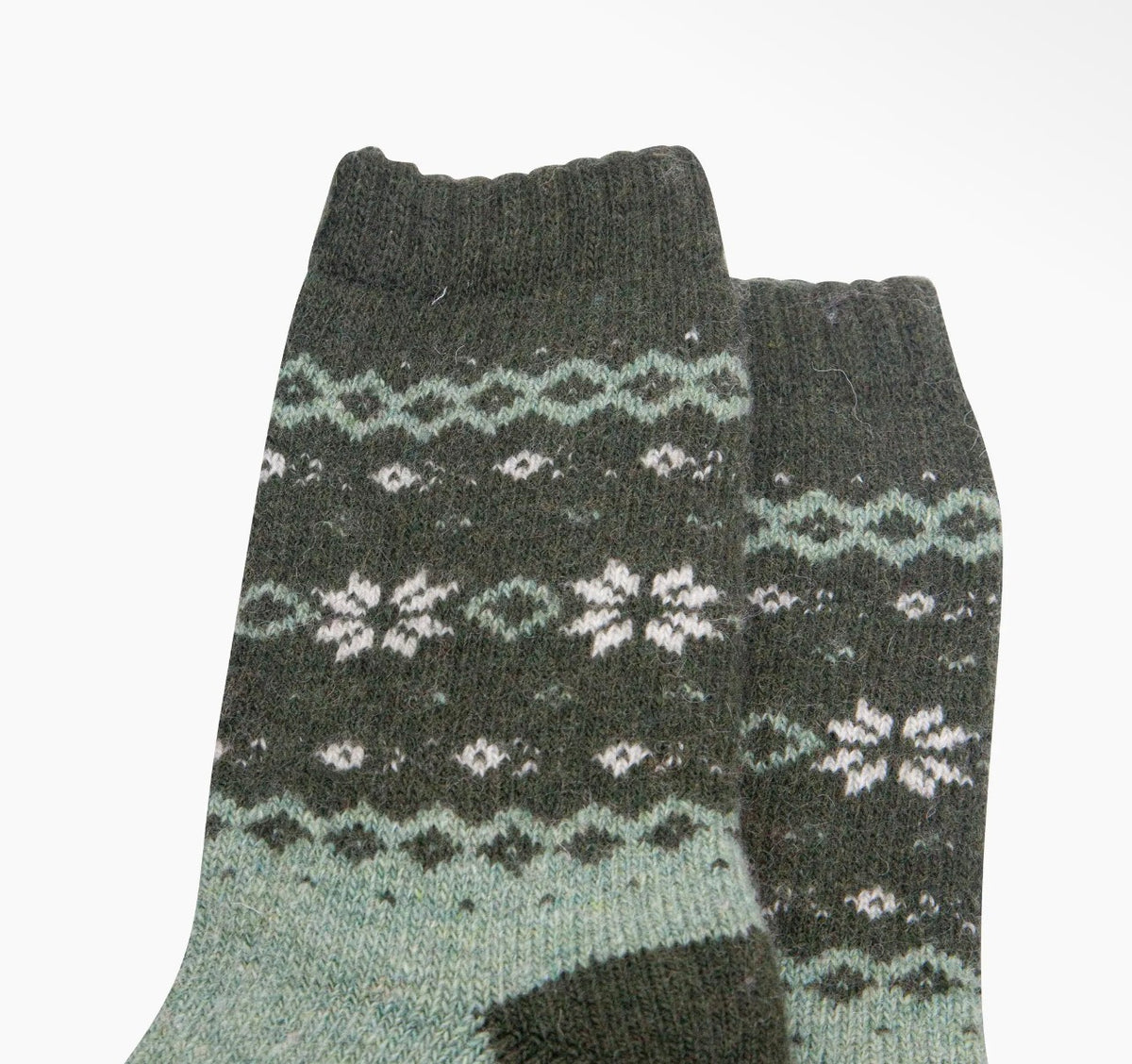 Men's Nordic Snowflake Wool Socks – Sage Green & Charcoal