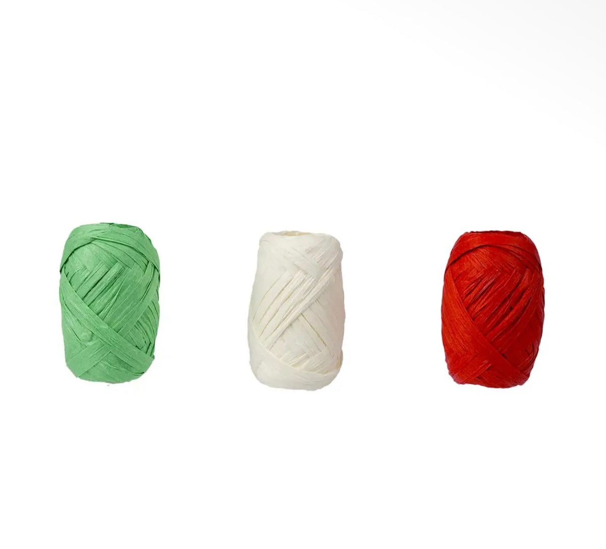 Christmas Raffia Ribbon 3 Pack – Cream, Red & Green, 3 x 10m