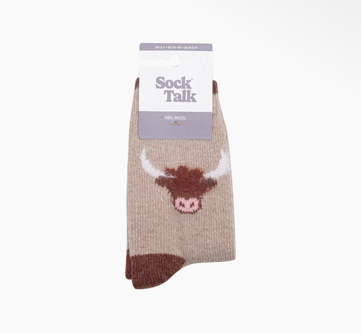 Ladies Fluffy Highland Cow Wool Socks – Cream