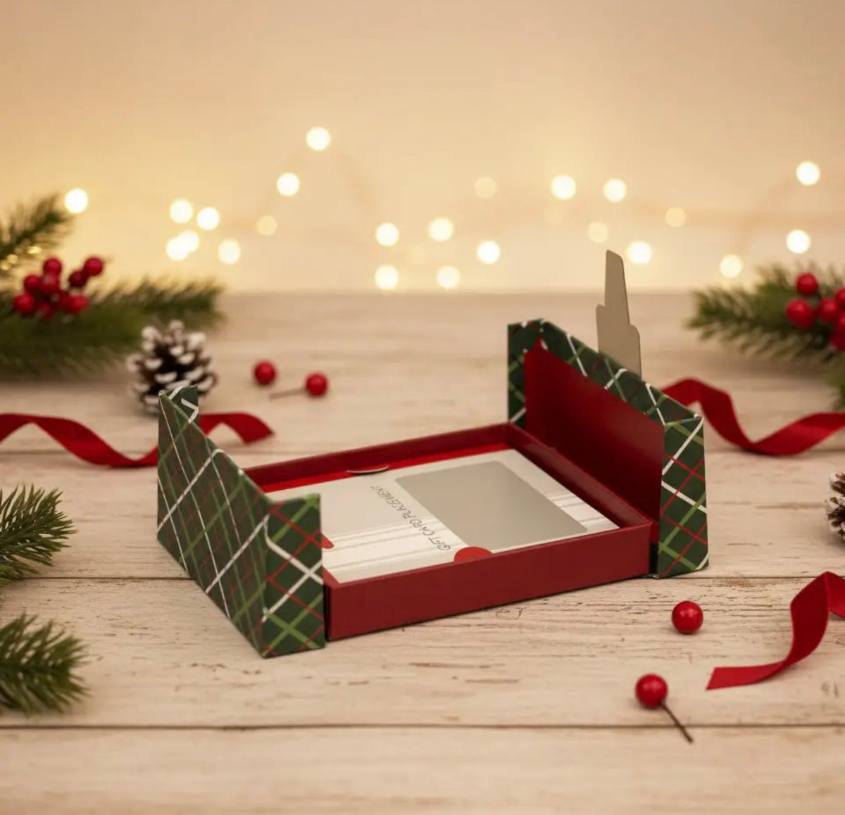 Nutcracker Christmas Gift Box – Two-Door Opening, Green Tartan