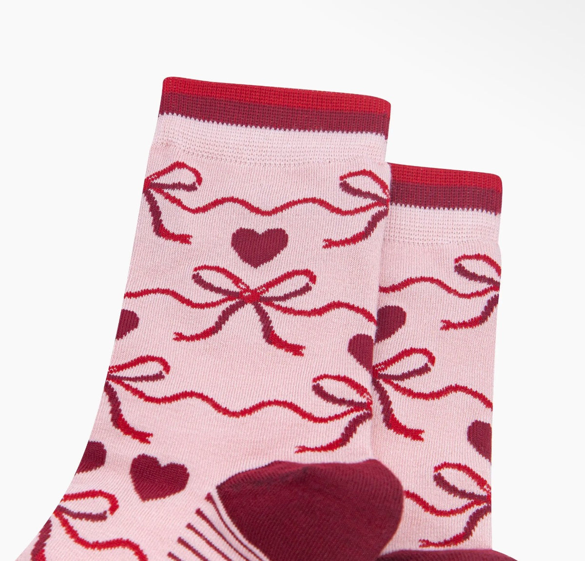 Women's Pink Bow & Heart Bamboo Socks – UK 3–7