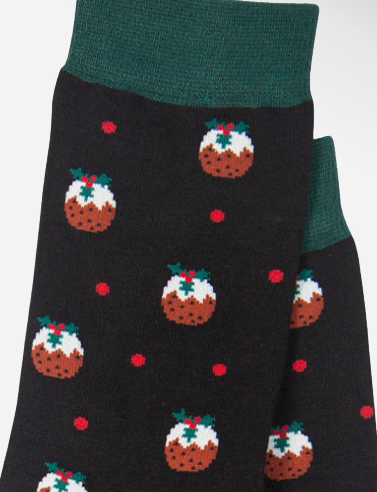 Men's Christmas Pudding Bamboo Socks – Black & Green, UK 7–11