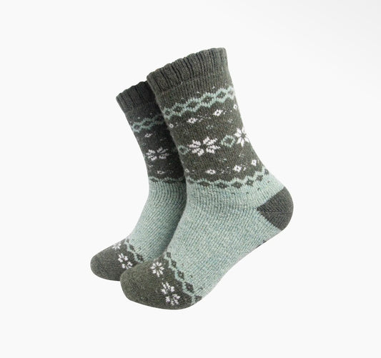 Men's Nordic Snowflake Wool Socks – Sage Green & Charcoal