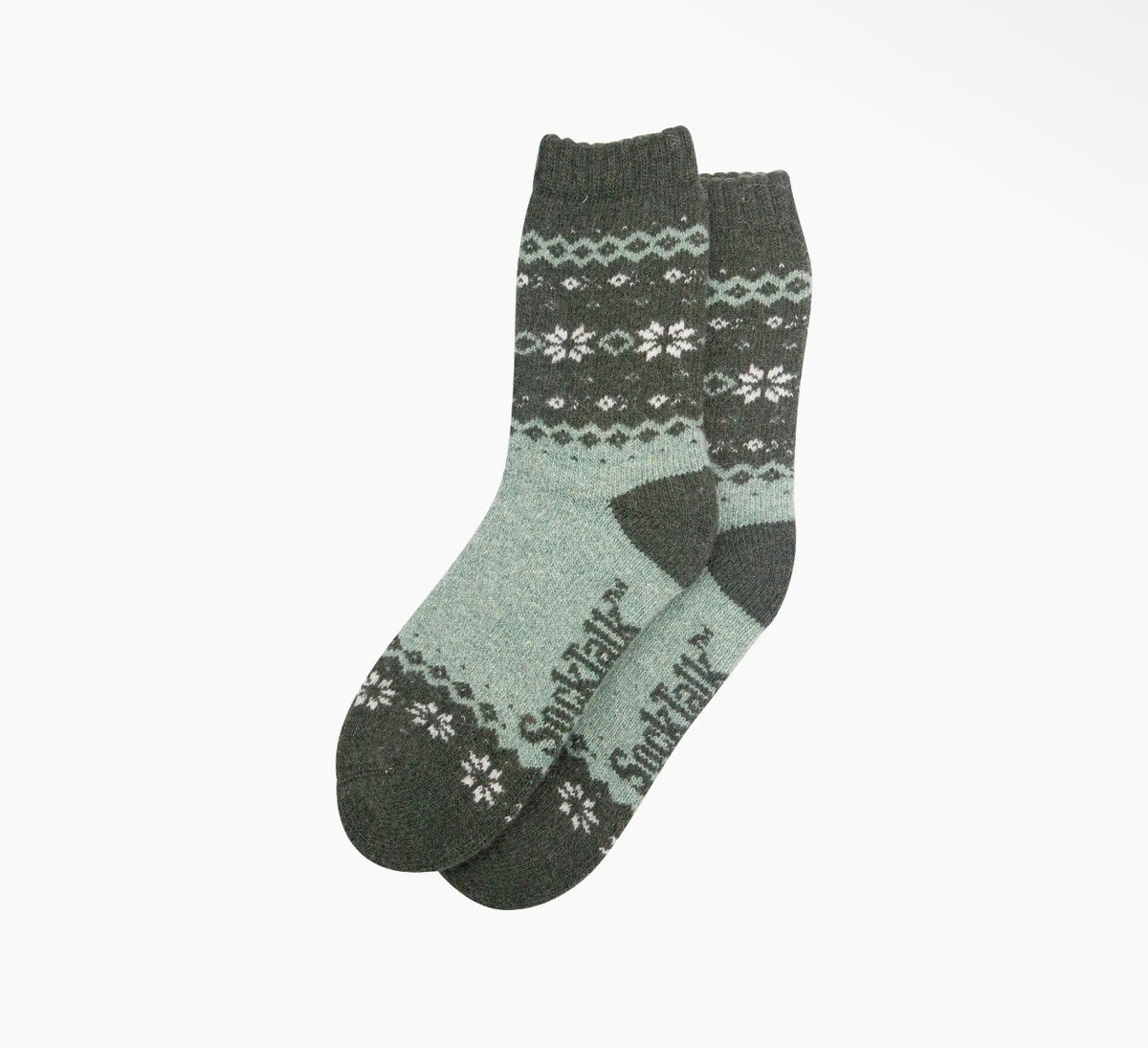 Men's Nordic Snowflake Wool Socks – Sage Green & Charcoal