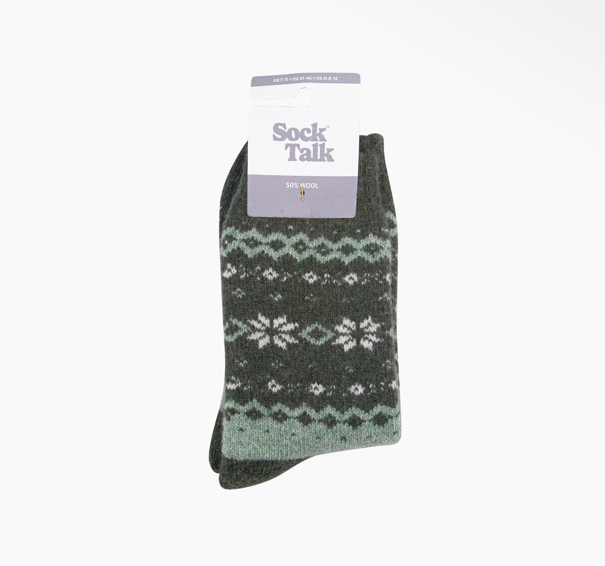 Men's Nordic Snowflake Wool Socks – Sage Green & Charcoal