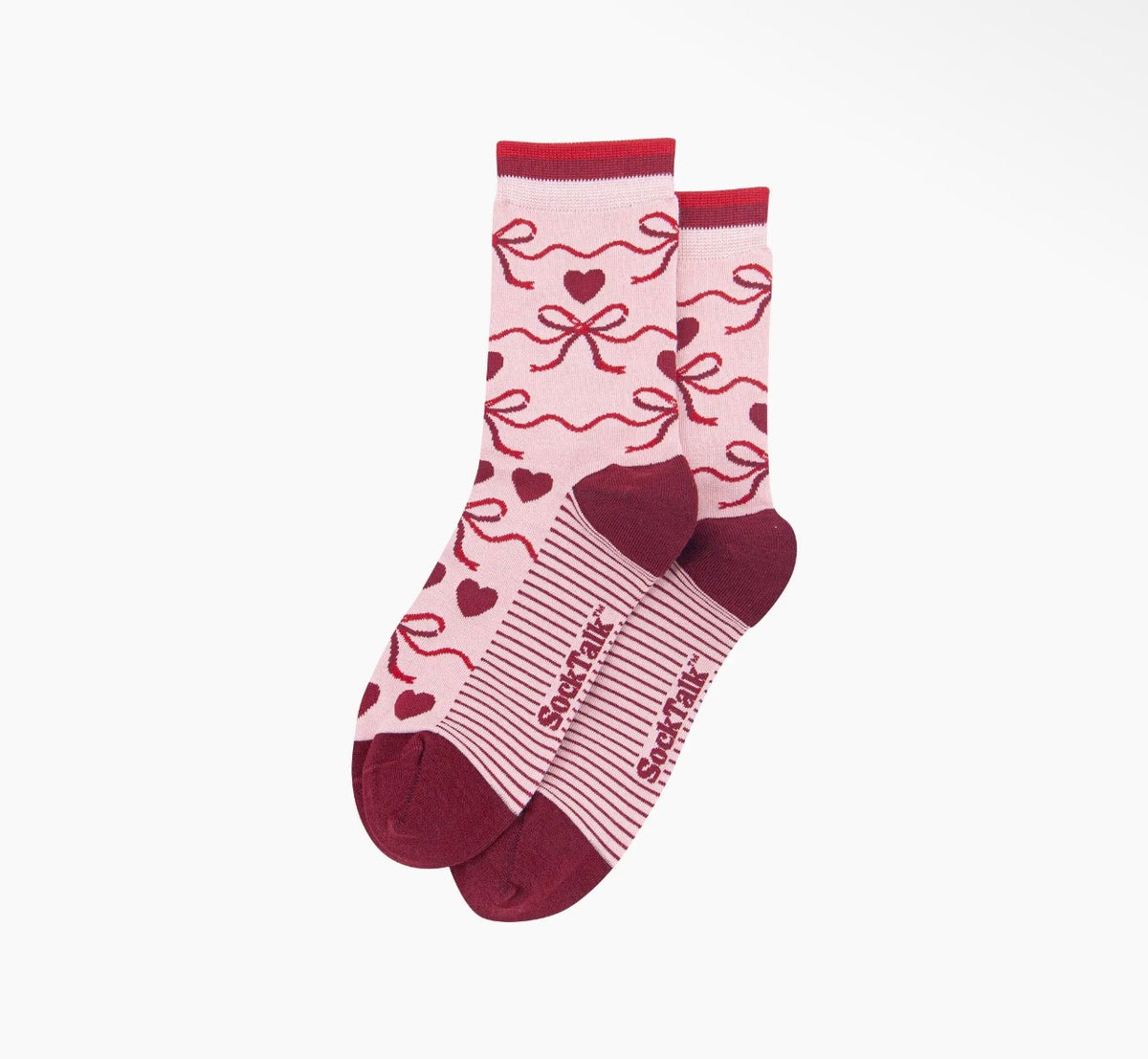 Women's Pink Bow & Heart Bamboo Socks – UK 3–7